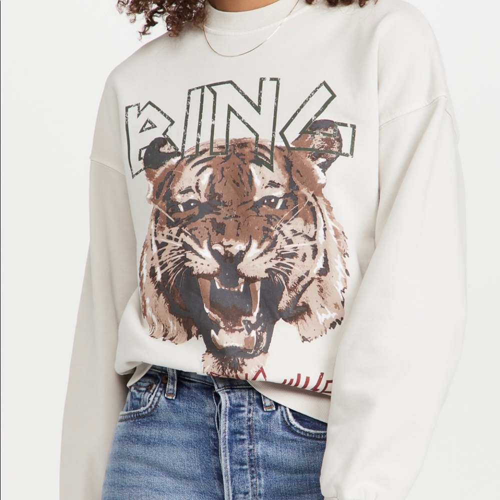 Anine Bing Tiger Sweatshirt in Stone